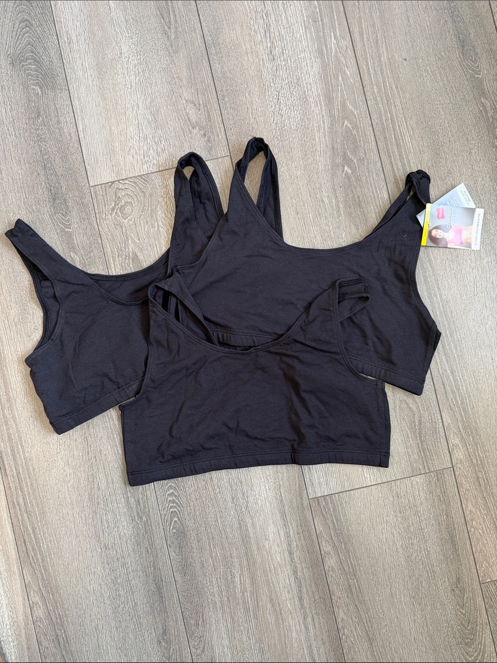 Hanes Women's Black Cotton Sports Bra Trio
